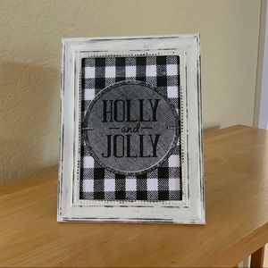 Farmhouse Christmas Holly Jolly plaid Picture 5x7 w/frame